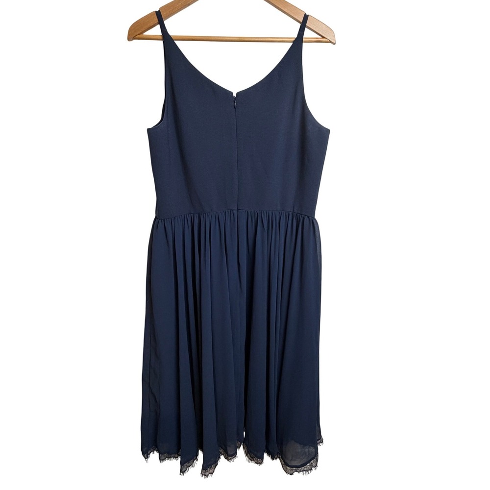 Dress The Population Womens Lace Trim Fit & Flare Dress XL‎ Blue Navy Sleeveless - Picture 2 of 7